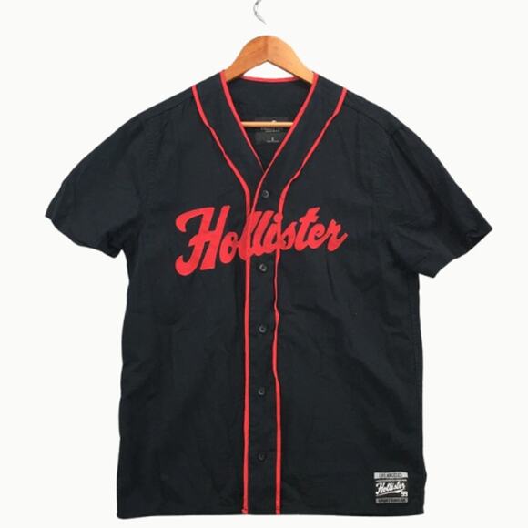 Hollister Los Angeles 99 Jersey Shirt in Black & Red – EUC Size L - Picture 2 of 5